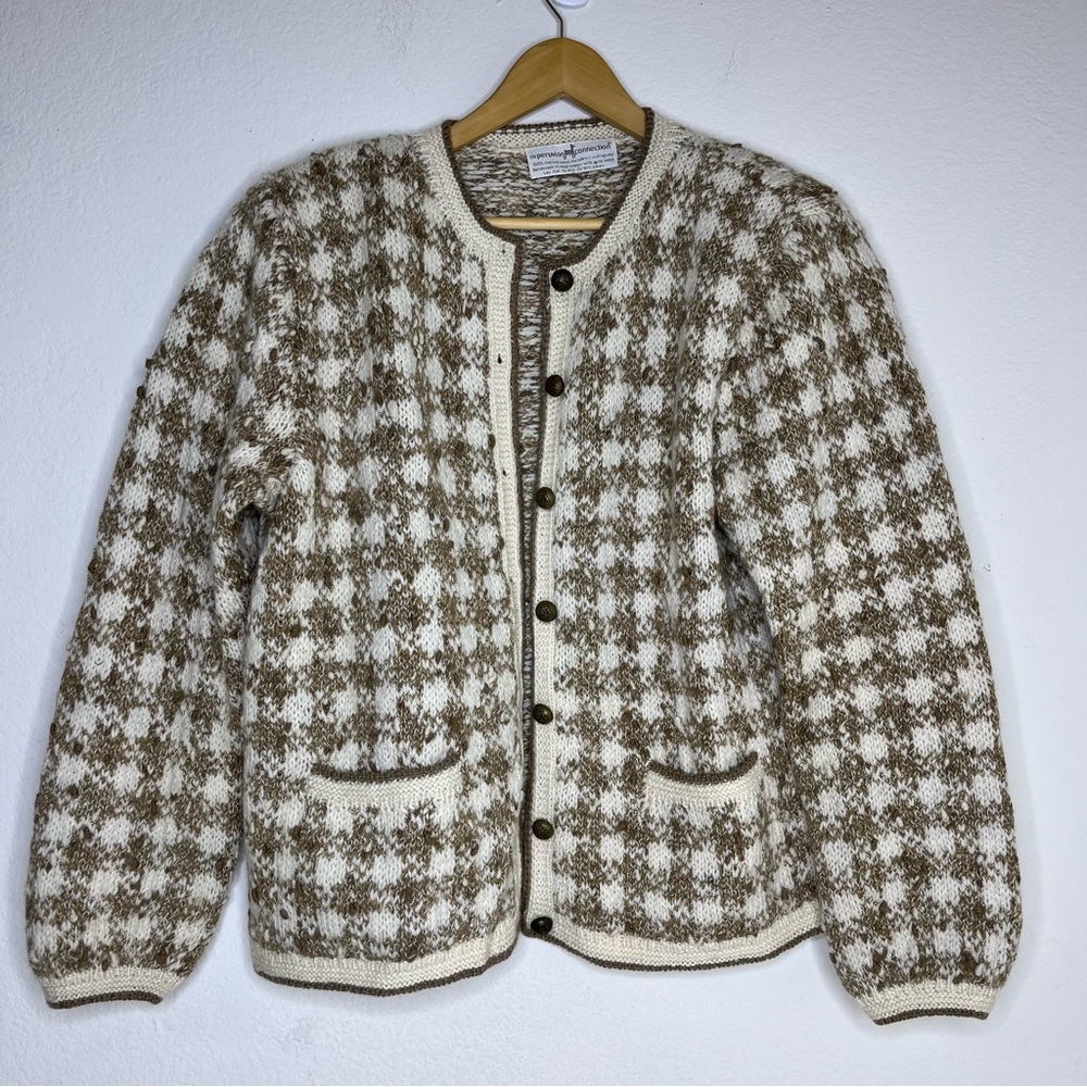 Peruvian Connection Vintage Merino Wool Handknit Cardigan